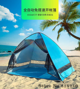 Anti-mosquito beach shade tent with gauze UV protection Automatically camping outdoor portable beach tent with mesh curtain