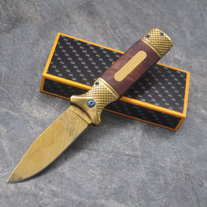 8.2'' Tactical folding knife wood handle steel blade camping survival pocket practical portable knives outdoor hunting tools EDC