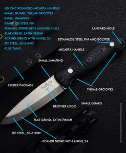 [BROTHER F005] 61HRC D2 blade Fixed Blade knife Bushcraft Knives Straight Tactical Hunting Camping high quality EDC tool