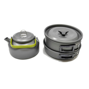 Ultra-light Aluminum Alloy Camping Cookware Utensils Outdoor Cooking Teapot Picnic Tableware Kettle Pot Frying Pan 3pcs/Set