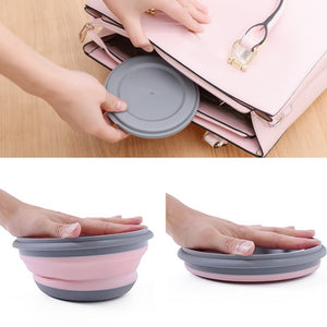 3PCs Outdoor Camping Tableware Sets Silicone Folding Lunch Box Portable Silicone Salad Bowl With Lid Silica Gel