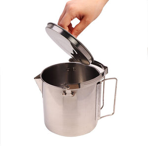 1.2L outdoor stainless steel kettles Mountaineering camping portable boil water hanging pot hot soup coffee tableware