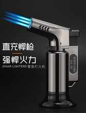 Load image into Gallery viewer, BBQ Outdoor Triple Torch Turbo Cigar Lighter Spray Gun Jet Butane Pipe Lighter Kitchen 1300 C Powerful Windproof Lighter No Gas
