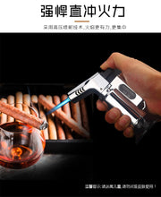 Load image into Gallery viewer, BBQ Outdoor Triple Torch Turbo Cigar Lighter Spray Gun Jet Butane Pipe Lighter Kitchen 1300 C Powerful Windproof Lighter No Gas
