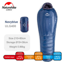 Load image into Gallery viewer, Naturehike Down sleeping bag Outdoor thickening Warm camping Single sleeping bag Adult light Mummy sleeping bag NH19YD001
