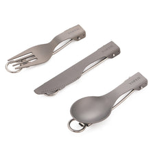 Load image into Gallery viewer, High quality titanium alloy folding knife and fork spoon ultra light pure titanium outdoor camping tableware picnic equipment
