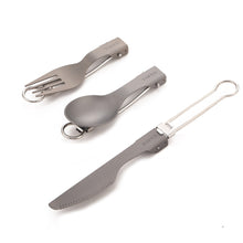 Load image into Gallery viewer, High quality titanium alloy folding knife and fork spoon ultra light pure titanium outdoor camping tableware picnic equipment
