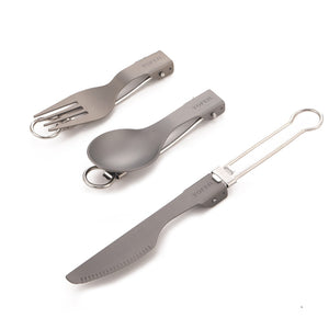 High quality titanium alloy folding knife and fork spoon ultra light pure titanium outdoor camping tableware picnic equipment