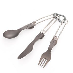 High quality titanium alloy folding knife and fork spoon ultra light pure titanium outdoor camping tableware picnic equipment