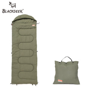 Blackdeer Camping Cotton Splice Sleeping Bag  Season Warm Pillow Hooded Envelope Sleeping Bag for Outdoor Traveling Hiking