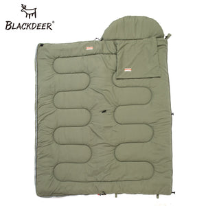 Blackdeer Camping Cotton Splice Sleeping Bag  Season Warm Pillow Hooded Envelope Sleeping Bag for Outdoor Traveling Hiking