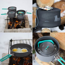 Load image into Gallery viewer, BLACKDEER Outdoor Camping Tableware Set Backpacking Picnic 2 Pot 1 Frypan 1 Kettle Alumina Durable Cookware  Folding Cooking Set
