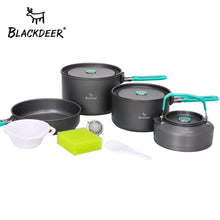 Load image into Gallery viewer, BLACKDEER Outdoor Camping Tableware Set Backpacking Picnic 2 Pot 1 Frypan 1 Kettle Alumina Durable Cookware  Folding Cooking Set
