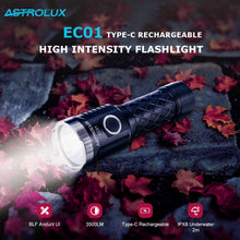 Load image into Gallery viewer, Astrolux EC01 XHP50B-3V 3500LM UI USB-C Rechargeable 18650 21700 Flashlight LED IPX8 Waterproof Camping Lantern Torch Light
