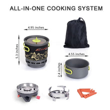 Load image into Gallery viewer, APG Camping Cookware Bowl Pot Pan Tableware Combination Gas Cooking System  Outdoor Cooker Portable Gas Stove Propane Burners
