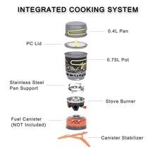 Load image into Gallery viewer, APG Camping Cookware Bowl Pot Pan Tableware Combination Gas Cooking System  Outdoor Cooker Portable Gas Stove Propane Burners
