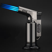 Load image into Gallery viewer, BBQ Outdoor Triple Torch Turbo Cigar Lighter Spray Gun Jet Butane Pipe Lighter Kitchen 1300 C Powerful Windproof Lighter No Gas
