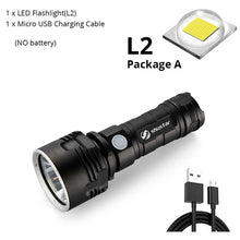 Load image into Gallery viewer, Ultra Bright LED Flashlight With 4 CoreP70.2 Lamp bead 3 Lighting modes waterproof camping huting light Powered by 26650 battery
