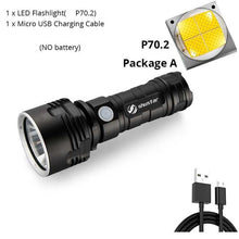 Load image into Gallery viewer, Ultra Bright LED Flashlight With 4 CoreP70.2 Lamp bead 3 Lighting modes waterproof camping huting light Powered by 26650 battery
