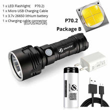 Load image into Gallery viewer, Ultra Bright LED Flashlight With 4 CoreP70.2 Lamp bead 3 Lighting modes waterproof camping huting light Powered by 26650 battery
