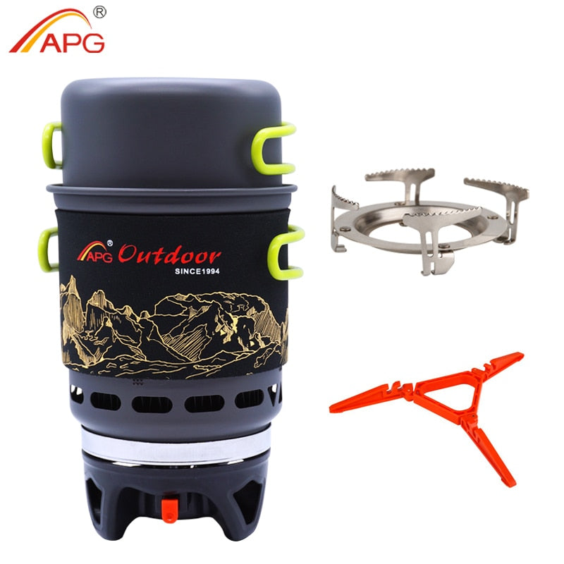 APG Camping Cookware Bowl Pot Pan Tableware Combination Gas Cooking System  Outdoor Cooker Portable Gas Stove Propane Burners