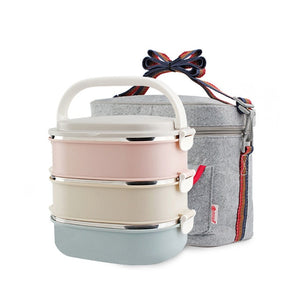 DUOLVQI Thermal Lunch Boxs Bento Box For Food Storage Camping Portable Picnic With Tableware Set Bag Container