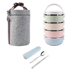 DUOLVQI Thermal Lunch Boxs Bento Box For Food Storage Camping Portable Picnic With Tableware Set Bag Container