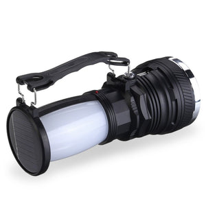 Solar Power USB Rechargeable LED Flashlight Super Bright Camping Tent Light Emergency Lantern Lamp For Hiking Travel