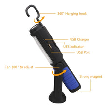 Load image into Gallery viewer, USB Rechargeable COB LED Flashlight COB light strip +1LED Torch Work Hand Lamp lantern Magnetic Waterproof Emergency LED Light
