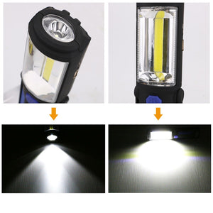 USB Rechargeable COB LED Flashlight COB light strip +1LED Torch Work Hand Lamp lantern Magnetic Waterproof Emergency LED Light