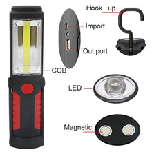 Load image into Gallery viewer, USB Rechargeable COB LED Flashlight COB light strip +1LED Torch Work Hand Lamp lantern Magnetic Waterproof Emergency LED Light
