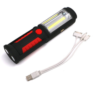 USB Rechargeable COB LED Flashlight COB light strip +1LED Torch Work Hand Lamp lantern Magnetic Waterproof Emergency LED Light