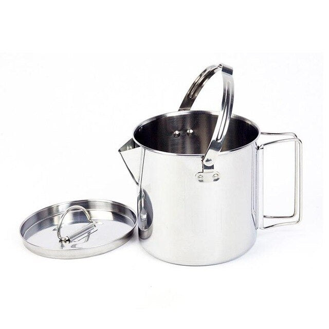 1.2L outdoor stainless steel kettles Mountaineering camping portable boil water hanging pot hot soup coffee tableware