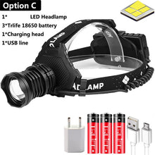 Load image into Gallery viewer, Powerful 8000LM XHP90.2 LED Headlamp USB Rechargeable Headlight Waterproof Zoomable Power Bank Fishing Light Using 18650 Battery
