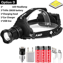 Load image into Gallery viewer, Powerful 8000LM XHP90.2 LED Headlamp USB Rechargeable Headlight Waterproof Zoomable Power Bank Fishing Light Using 18650 Battery
