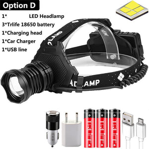 Powerful 8000LM XHP90.2 LED Headlamp USB Rechargeable Headlight Waterproof Zoomable Power Bank Fishing Light Using 18650 Battery