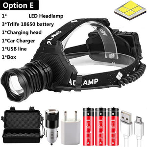 Powerful 8000LM XHP90.2 LED Headlamp USB Rechargeable Headlight Waterproof Zoomable Power Bank Fishing Light Using 18650 Battery