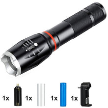 Load image into Gallery viewer, LED 8000 Lumens T6 Handheld Tactical Flashlight  COB Lantern Magnetic 6 Modes Water Resistant for Telescopic focusing work light
