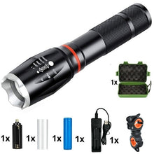 Load image into Gallery viewer, LED 8000 Lumens T6 Handheld Tactical Flashlight  COB Lantern Magnetic 6 Modes Water Resistant for Telescopic focusing work light
