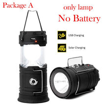 Load image into Gallery viewer, LED Camping Lantern Solar Powered Outdoor Camp Tent Lamp USB Rechargeable Collapsible Emergency Light Built-in Battery Hang Lamp
