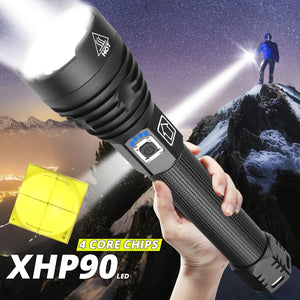 2020 Latest 300000lm Powerful XHP90.2 LED Flashlight Zoom Torch XHP70 USB Rechargeable Waterproof Lamp use 18650 26650 Camping