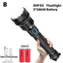 Load image into Gallery viewer, 2020 Latest 300000lm Powerful XHP90.2 LED Flashlight Zoom Torch XHP70 USB Rechargeable Waterproof Lamp use 18650 26650 Camping
