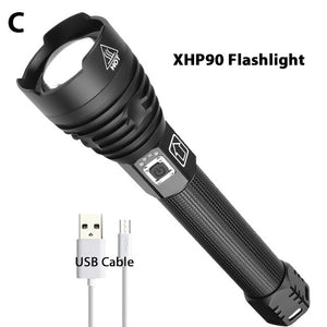 2020 Latest 300000lm Powerful XHP90.2 LED Flashlight Zoom Torch XHP70 USB Rechargeable Waterproof Lamp use 18650 26650 Camping