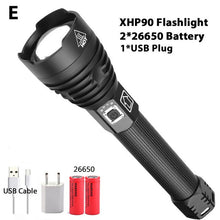 Load image into Gallery viewer, 2020 Latest 300000lm Powerful XHP90.2 LED Flashlight Zoom Torch XHP70 USB Rechargeable Waterproof Lamp use 18650 26650 Camping
