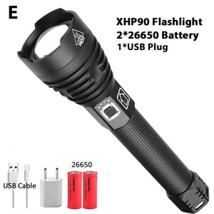 2020 Latest 300000lm Powerful XHP90.2 LED Flashlight Zoom Torch XHP70 USB Rechargeable Waterproof Lamp use 18650 26650 Camping