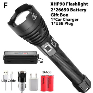 2020 Latest 300000lm Powerful XHP90.2 LED Flashlight Zoom Torch XHP70 USB Rechargeable Waterproof Lamp use 18650 26650 Camping