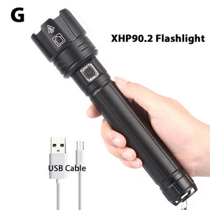 2020 Latest 300000lm Powerful XHP90.2 LED Flashlight Zoom Torch XHP70 USB Rechargeable Waterproof Lamp use 18650 26650 Camping