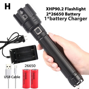 2020 Latest 300000lm Powerful XHP90.2 LED Flashlight Zoom Torch XHP70 USB Rechargeable Waterproof Lamp use 18650 26650 Camping