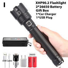 Load image into Gallery viewer, 2020 Latest 300000lm Powerful XHP90.2 LED Flashlight Zoom Torch XHP70 USB Rechargeable Waterproof Lamp use 18650 26650 Camping
