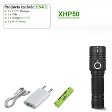 Load image into Gallery viewer, 300000 lm xhp90.2 most powerful led flashlight torch usb xhp50 rechargeable tactical flashlights 18650 or 26650 hand lamp xhp70
